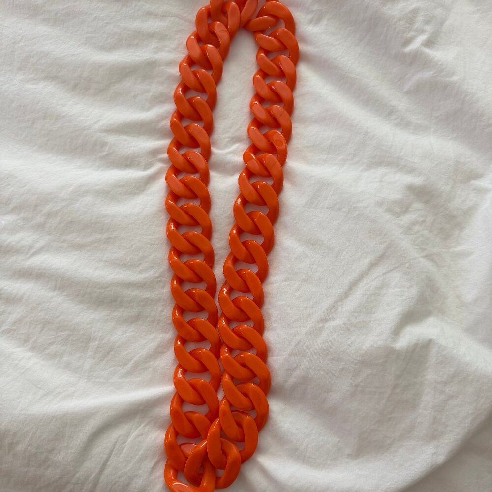 Chunky Orange Acrylic Chain Necklace Statement Bold Link